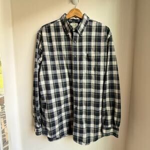 L.L.Bean Slightly Fitted Plaid Flannel Shirt L Tall 100% Cotton